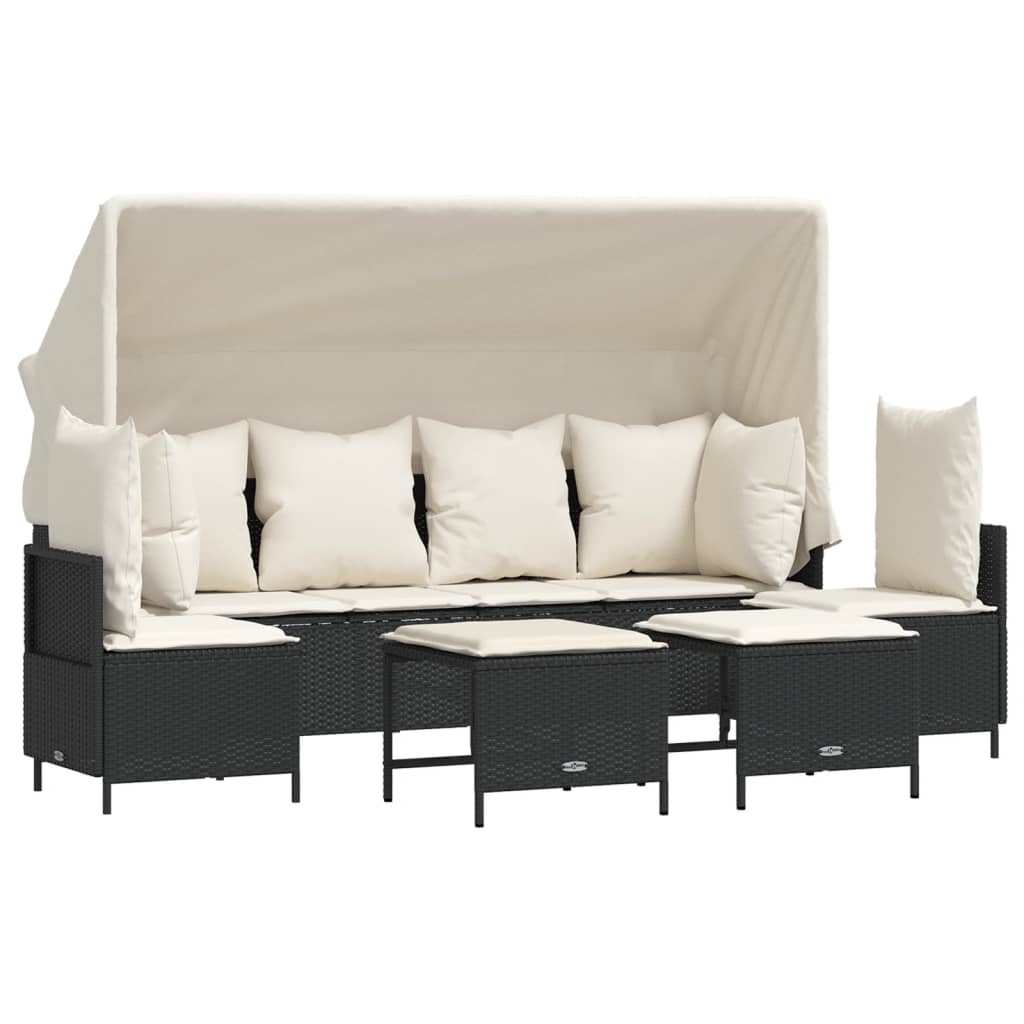 sofasæt til haven 5 dele med hynder polyrattan sort