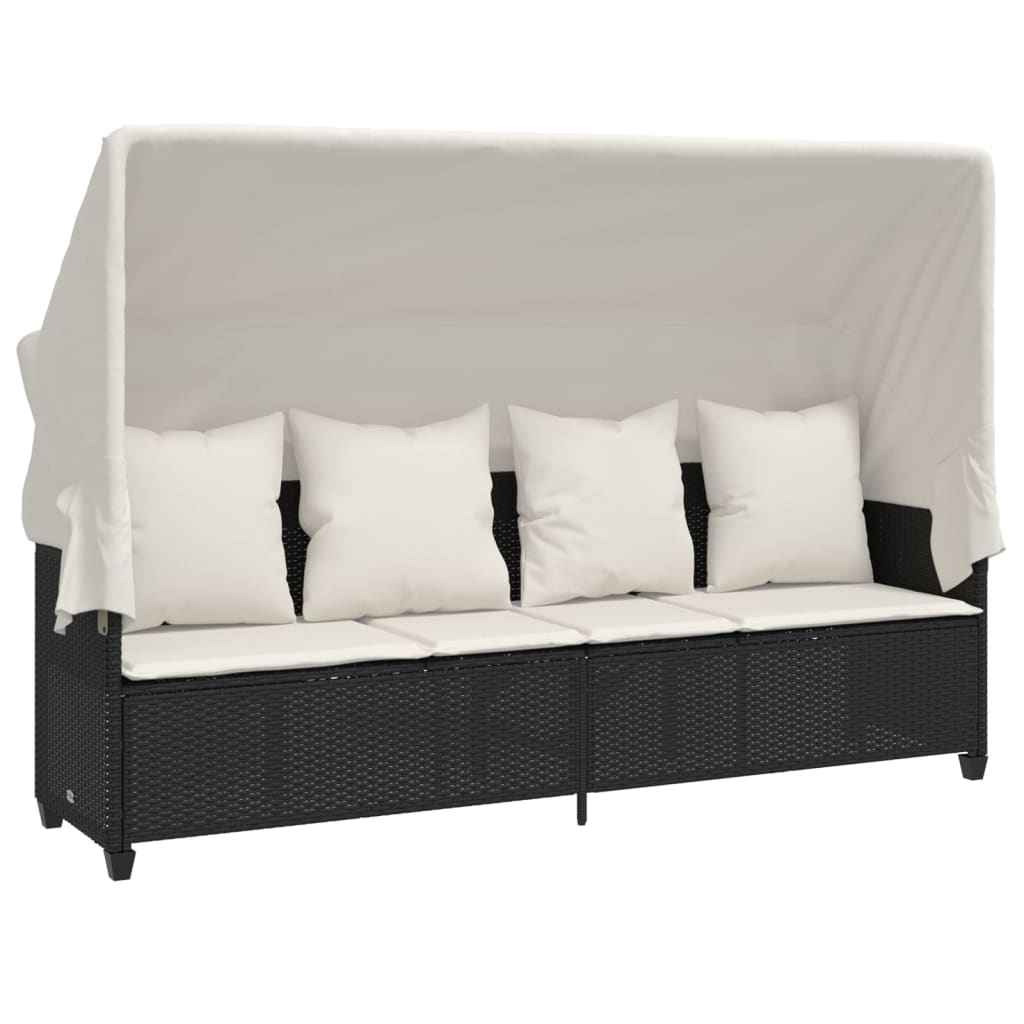 sofasæt til haven 5 dele med hynder polyrattan sort