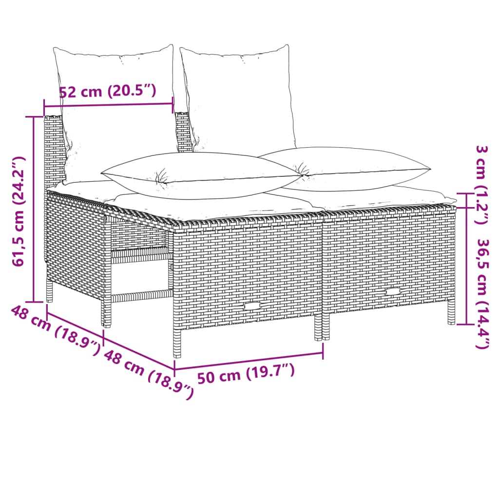 sofasæt til haven 5 dele med hynder polyrattan sort