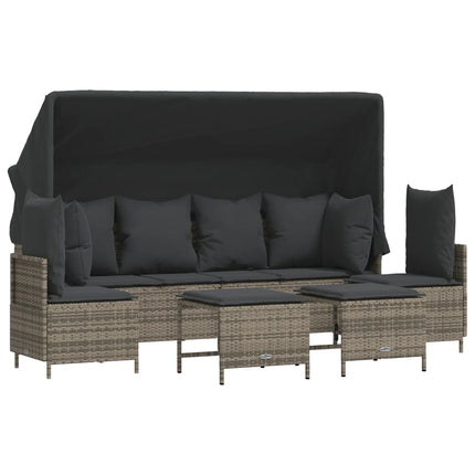 sofasæt 5 dele med hynder polyrattan grå