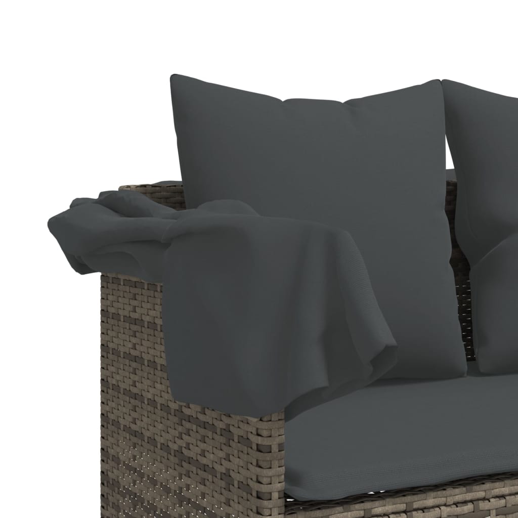 sofasæt 5 dele med hynder polyrattan grå