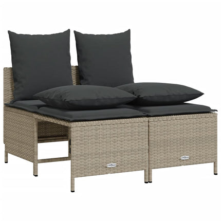 sofasæt 5 dele med hynder polyrattan lysegrå