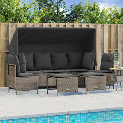 sofasæt 5 dele med hynder polyrattan lysegrå