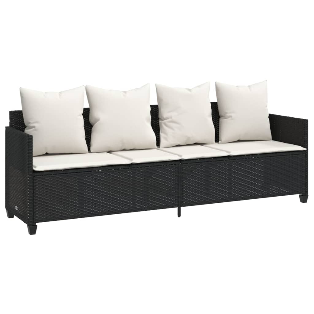 sofasæt til haven 5 dele med hynder polyrattan sort