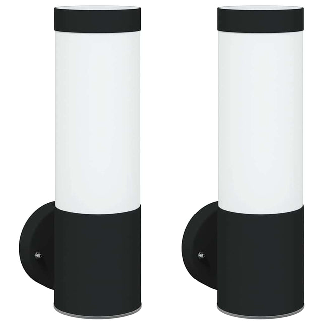 Udendørs væglampe 2 pcs Sort 12 x 8,5 x 27 cm