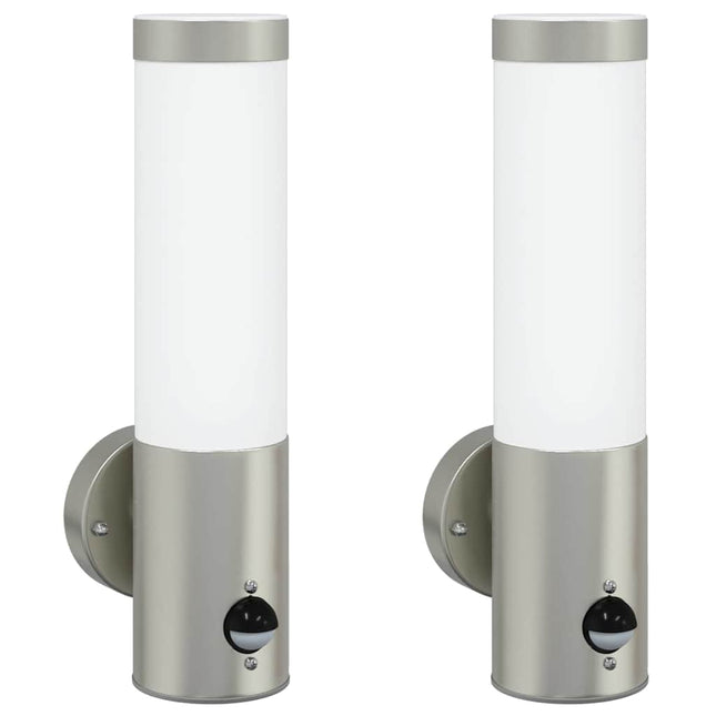 Udendørs væglampe 2 pcs Sølv 12 x 8,5 x 29 cm