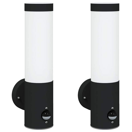 Udendørs væglampe 2 pcs Sort 12 x 8,5 x 29 cm