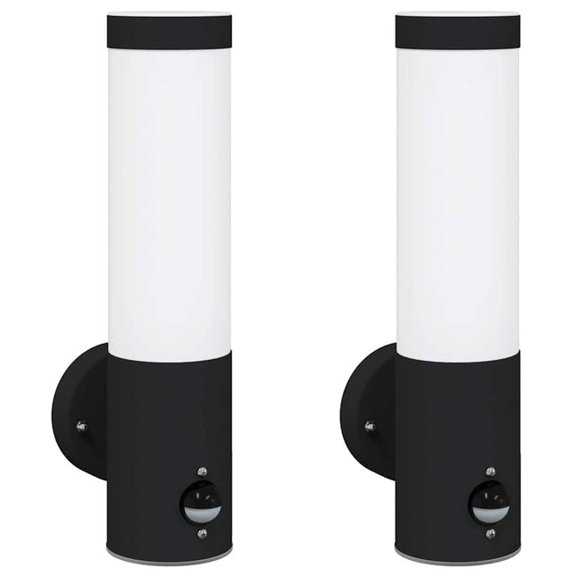 Udendørs væglampe 2 pcs Sort 12 x 8,5 x 29 cm