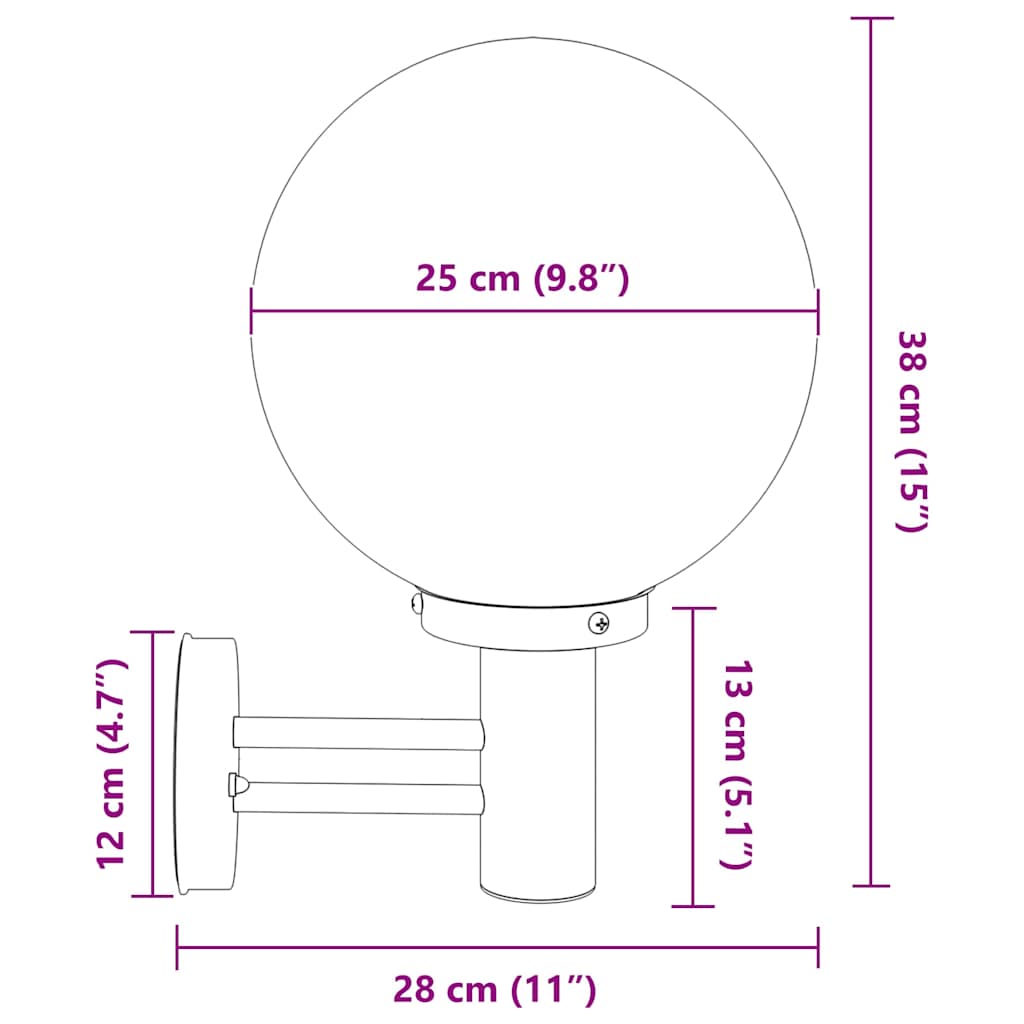 Udendørs væglampe Sort 28 x 25 x 38 cm Rustfrit stål