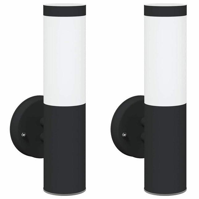 Udendørs væglampe 2 pcs Sort 15 x 7,5 x 33 cm