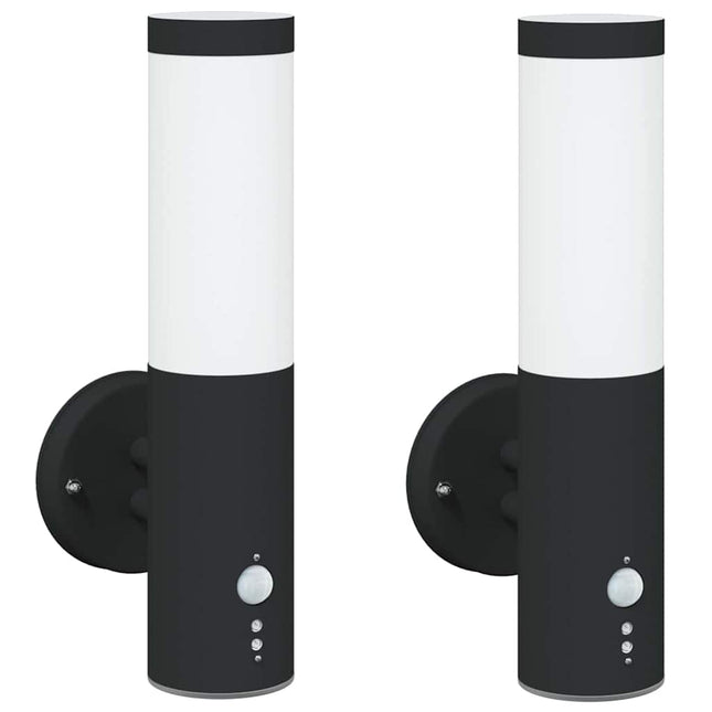 Udendørs væglampe 2 pcs Sort 15 x 7,5 x 33 cm