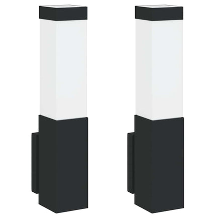 Udendørs væglampe 2 pcs Sort 10.5 x 6 x 33 cm