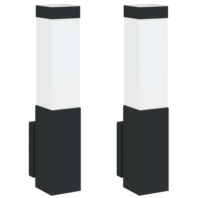 Udendørs væglampe 2 pcs Sort 10.5 x 6 x 33 cm