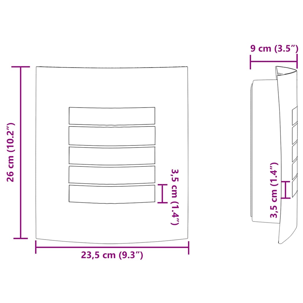 Udendørs væglampe Sort 23.5 x 10.5 x 26 cm Rustfrit stål