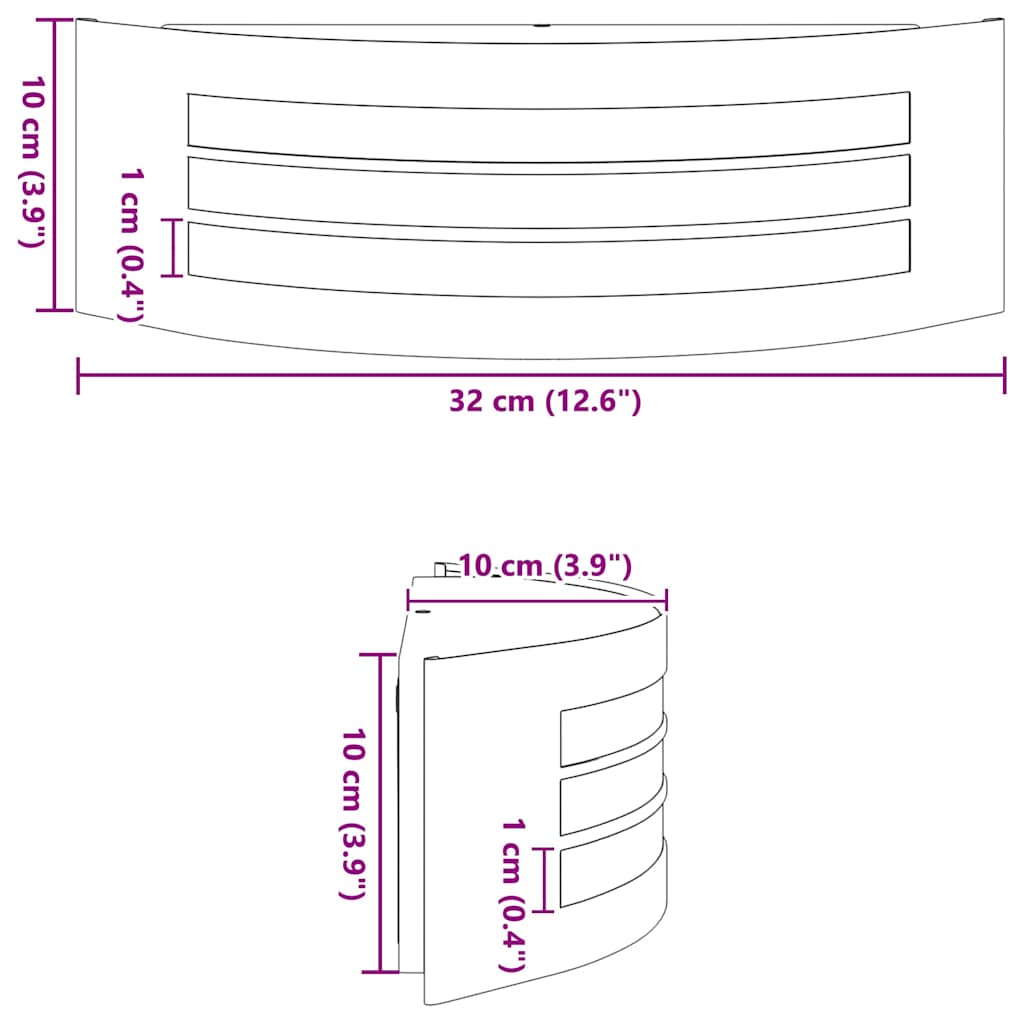 Udendørs væglampe Sort 32 x 10 x 10 cm Rustfrit stål