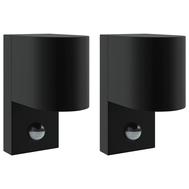 Udendørs væglampe 2 pcs Sort 12 x 7 x 15 cm Rustfrit stål