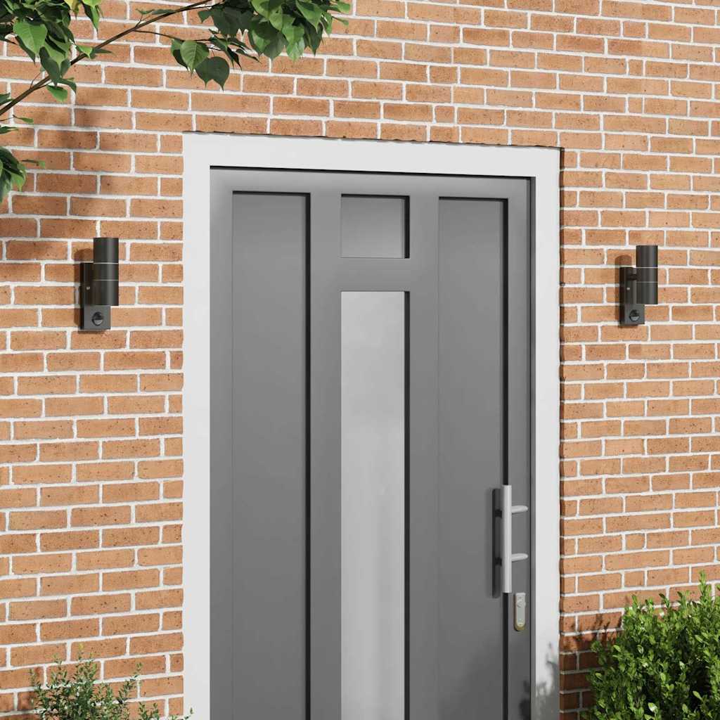 Udendørs væglamper 2 pcs Sort 7 x 10 x 22 cm Rustfrit stål