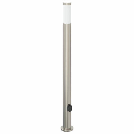 pullertlampe med stikkontakt 110 cm rustfrit stål IP44