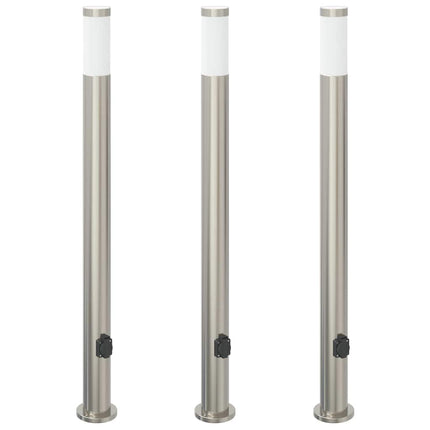 pullertlamper med stikkontakt 3 stk. 110 cm rustfrit stål IP44