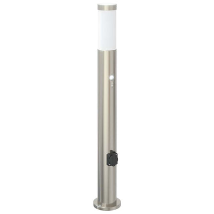 pullertlamper med sensor og stikkontakt 3 stk. 80 cm rustfrit stål IP44