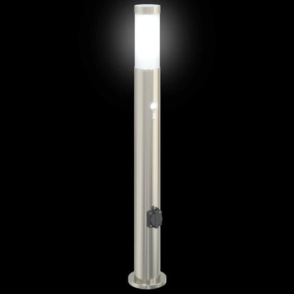 pullertlamper med sensor og stikkontakt 3 stk. 80 cm rustfrit stål IP44