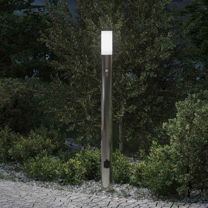 pullertlampe med sensor og stikkontakt 110 cm rustfrit stål IP44