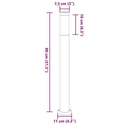 pullertlampe 80 cm rustfrit stål IP44