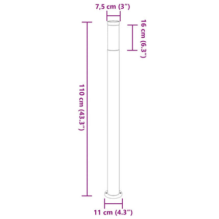 pullertlampe 110 cm rustfrit stål IP44