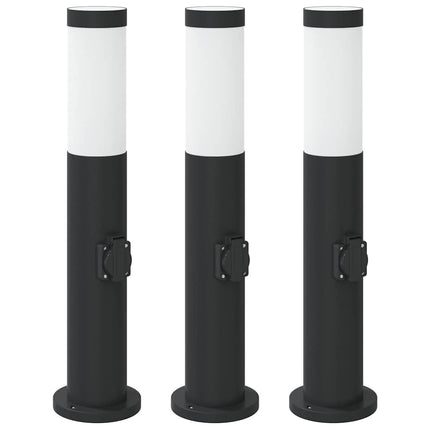 pullertlamper med stikkontakt 3 stk. 50 cm rustfrit stål IP44