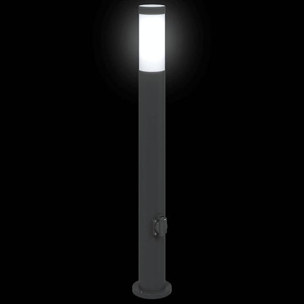 pullertlampe med stikkontakt 80 cm rustfrit stål IP44