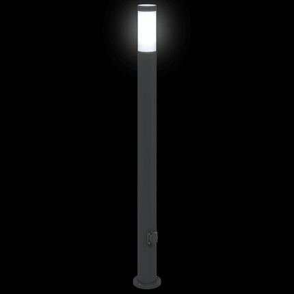 pullertlampe med stikkontakt 110 cm rustfrit stål IP44
