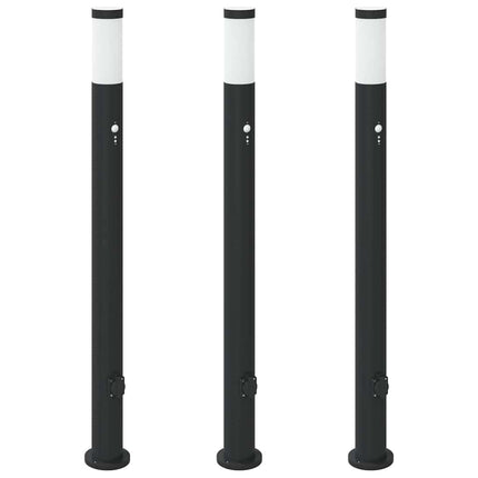 pullertlamper med sensor og stikkontakt 3 stk. 110 cm rustfrit stål IP44