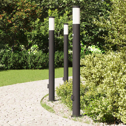 pullertlamper med sensor og stikkontakt 3 stk. 110 cm rustfrit stål IP44