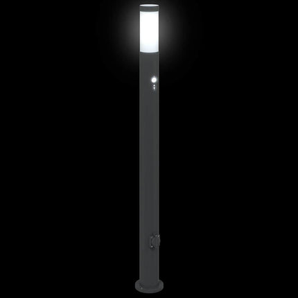 pullertlamper med sensor og stikkontakt 3 stk. 110 cm rustfrit stål IP44