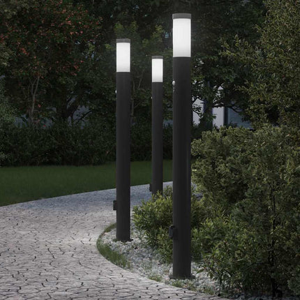 pullertlamper med sensor og stikkontakt 3 stk. 110 cm rustfrit stål IP44
