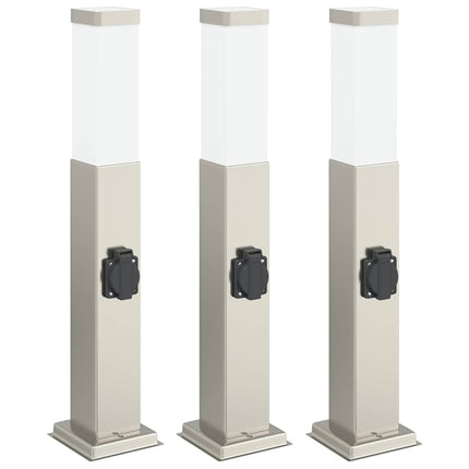 pullertlamper med stikkontakt 3 stk. 50 cm rustfrit stål IP44