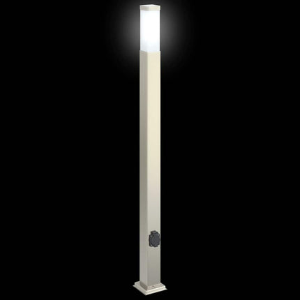pullertlampe med stikkontakt 110 cm rustfrit stål IP44