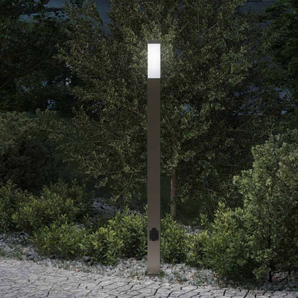 pullertlampe med stikkontakt 110 cm rustfrit stål IP44