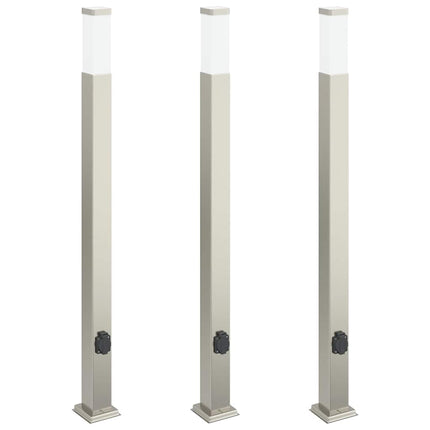 pullertlamper med stikkontakt 3 stk. 110 cm rustfrit stål IP44