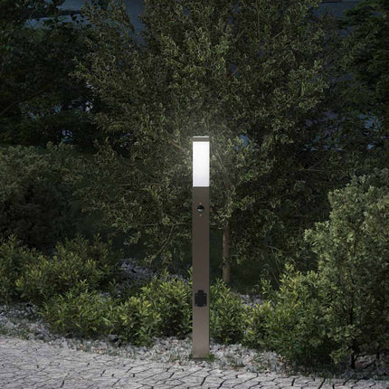 pullertlampe med sensor og stikkontakt 80 cm rustfrit stål IP44