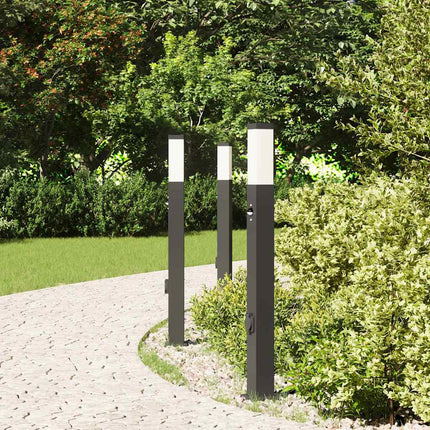 pullertlamper med sensor og stikkontakt 3 stk. 80 cm sort IP44