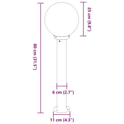 pullertlampe 80 cm rustfrit stål IP44