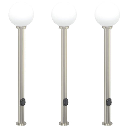 pullertlamper med stikkontakt 3 stk. 120 cm rustfrit stål IP44