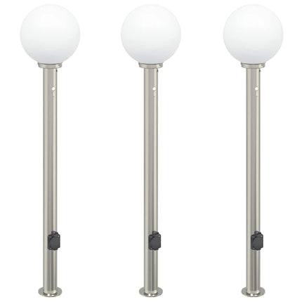 pullertlamper med sensor og stikkontakt 3 stk. 120 cm rustfrit stål IP44