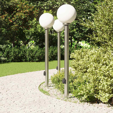 pullertlamper med sensor og stikkontakt 3 stk. 120 cm rustfrit stål IP44
