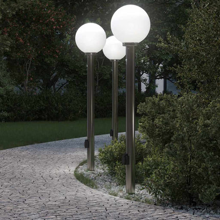 pullertlamper med sensor og stikkontakt 3 stk. 120 cm rustfrit stål IP44