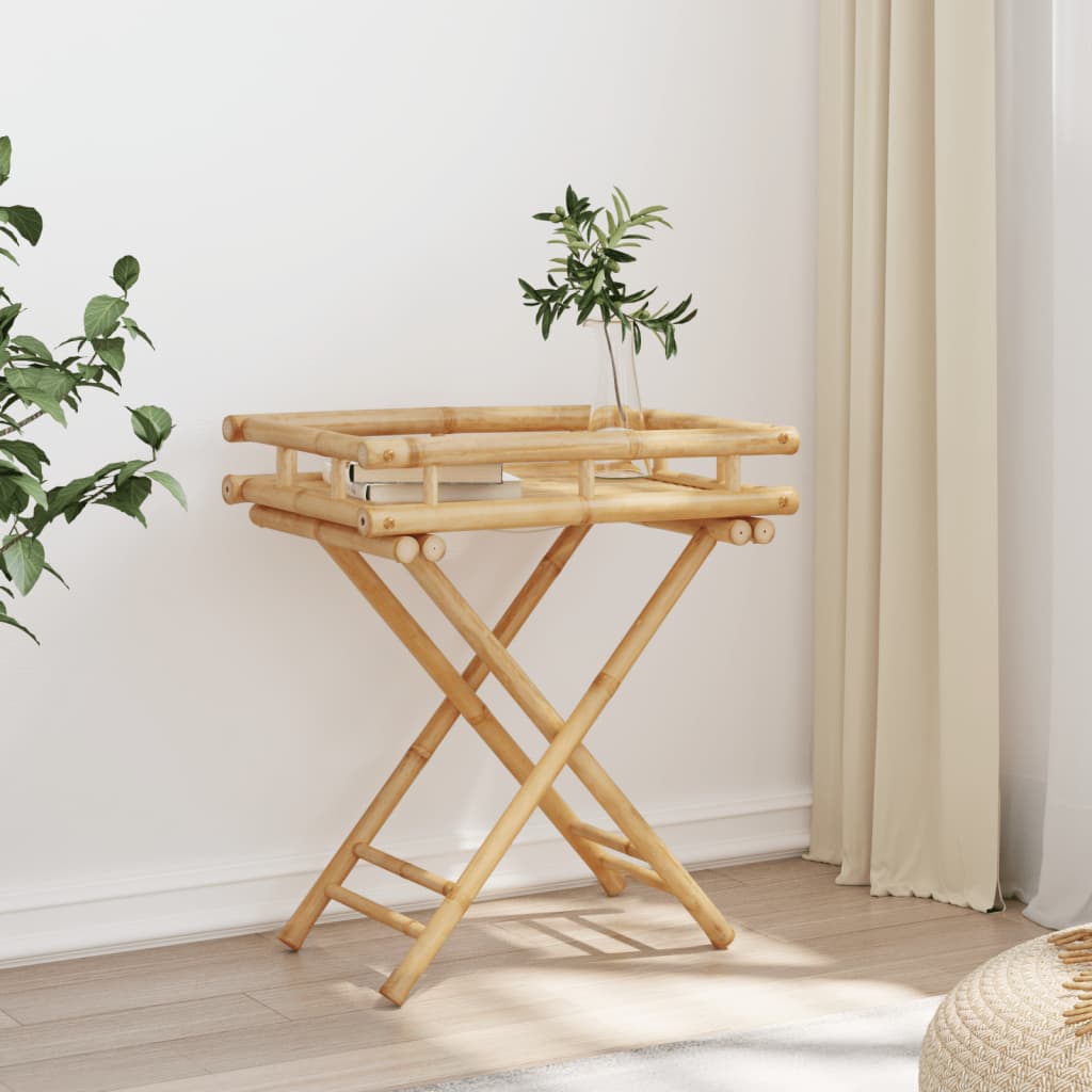 foldbart bakkebord 60x40x68 cm bambus