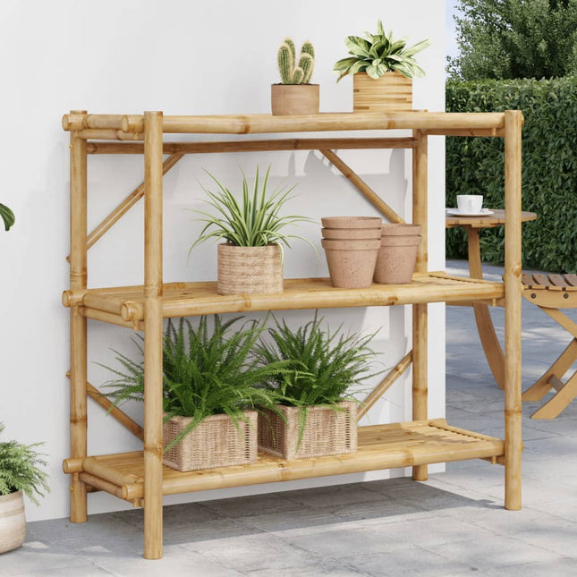 reol med 3 hylder 100x40x90 cm bambus