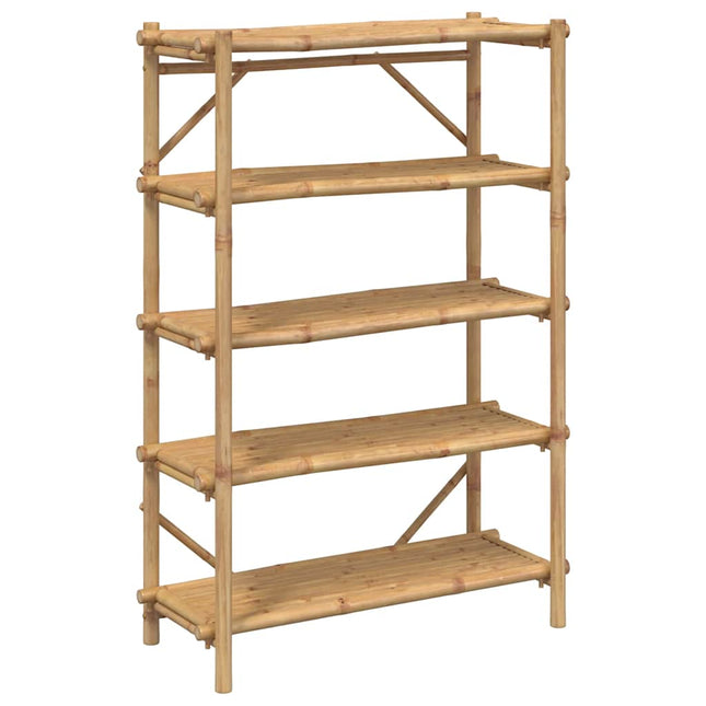 reol med 5 hylder 100x40x150 cm bambus