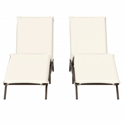 liggestole 2 stk. med hynder polyrattan brun
